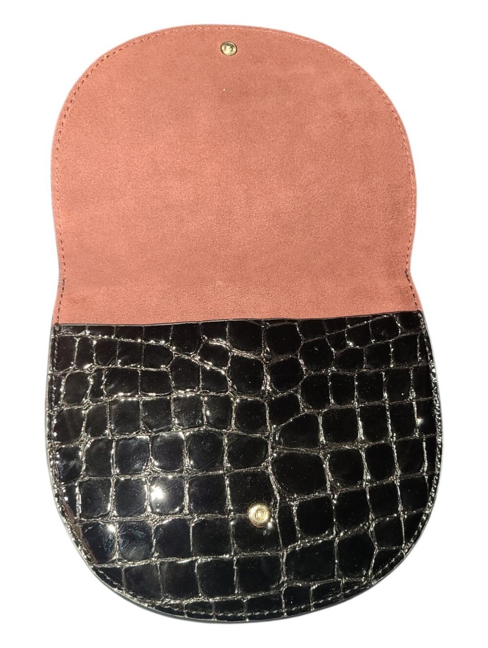 Theory Whitney Black Leather Crossbody Gold Hoop - Rare Crocodile Effect - Picture 9 of 12
